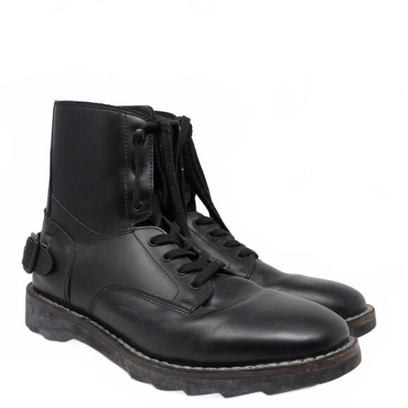 Men\'s Coach Leather Combat Boots Leather G1568  Back Buckle Feature Sz 13 D